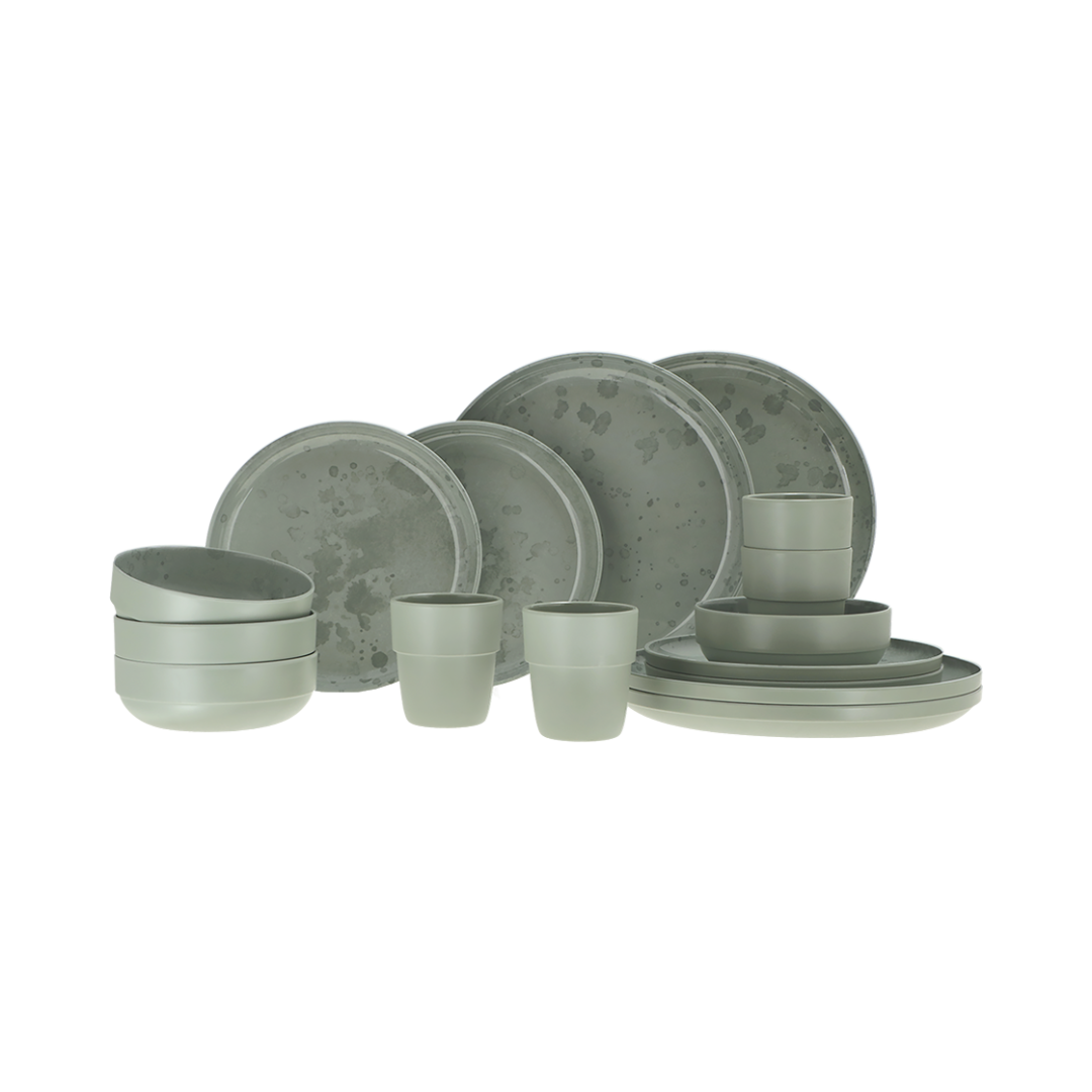palma.png SET STOVIGLIE PALMA 16 PEZZI GREEN 1191100 . - immagine 1